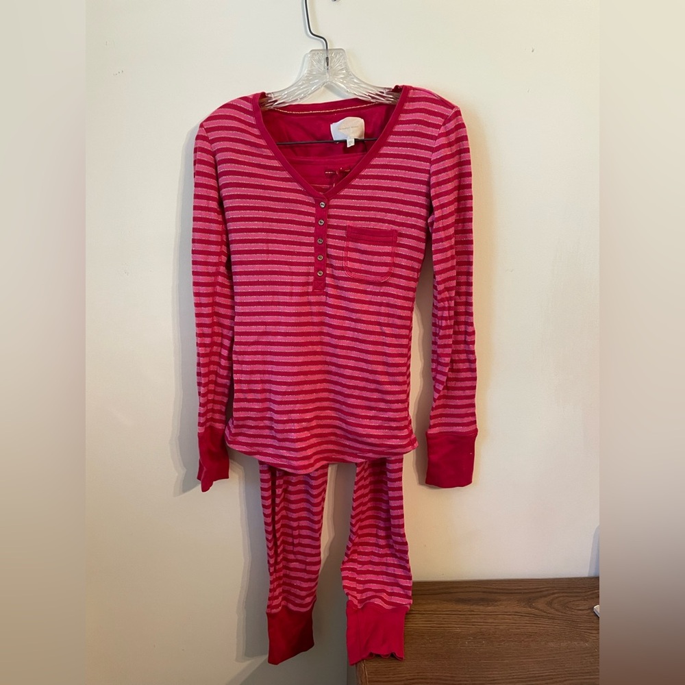 Victoria's Secret Red and Pink Striped Pajama Set